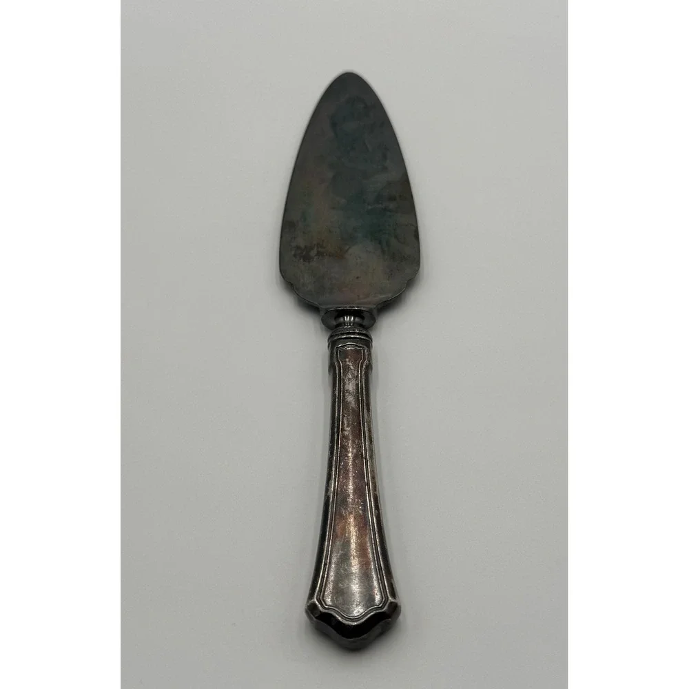 Vintage Sterling Silver Handle Cake Pie Server Monogram S Tarnish Patina 9.5